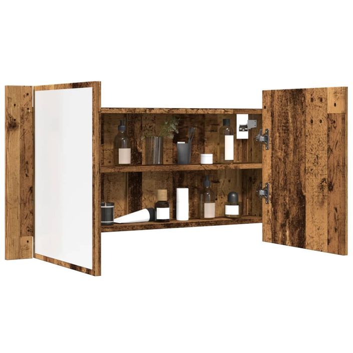 Armoire à miroir LED vieux bois 90x12x45 cm bois d'ingénierie - Photo n°5