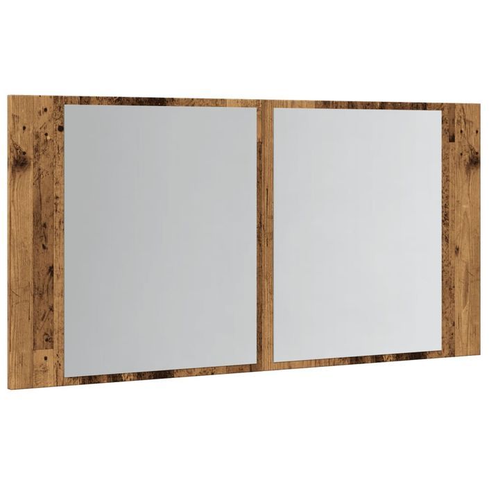 Armoire à miroir LED vieux bois 90x12x45 cm bois d'ingénierie - Photo n°6