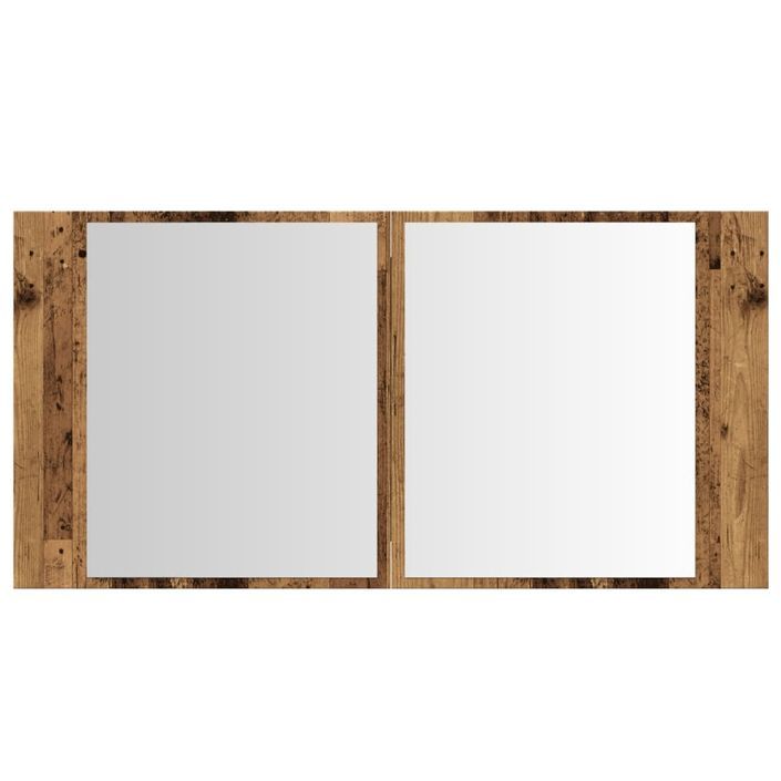 Armoire à miroir LED vieux bois 90x12x45 cm bois d'ingénierie - Photo n°7