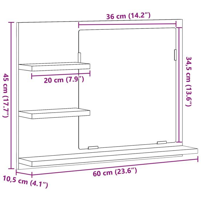 Armoire à miroir salle de bain chêne artisanal 60x10,5x45 cm - Photo n°10