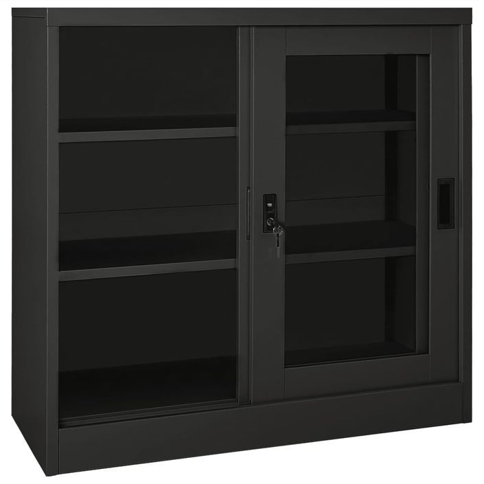 Armoire à portes coulissantes Anthracite 90x40x90 cm Acier - Photo n°5