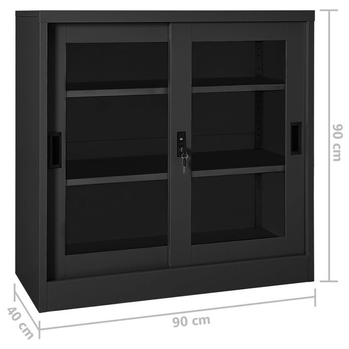 Armoire à portes coulissantes avec jardinière Anthracite Acier - Photo n°11