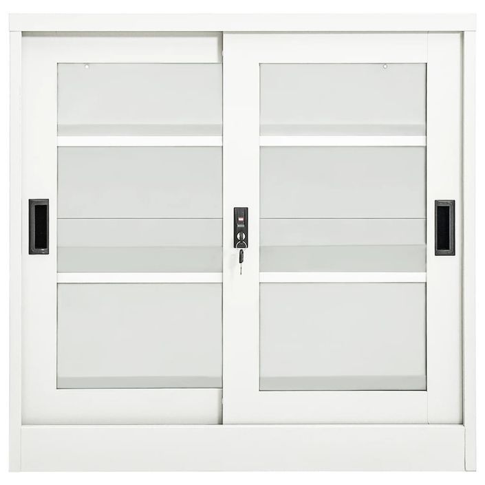 Armoire à portes coulissantes Blanc 90x40x90 cm Acier 2 - Photo n°4