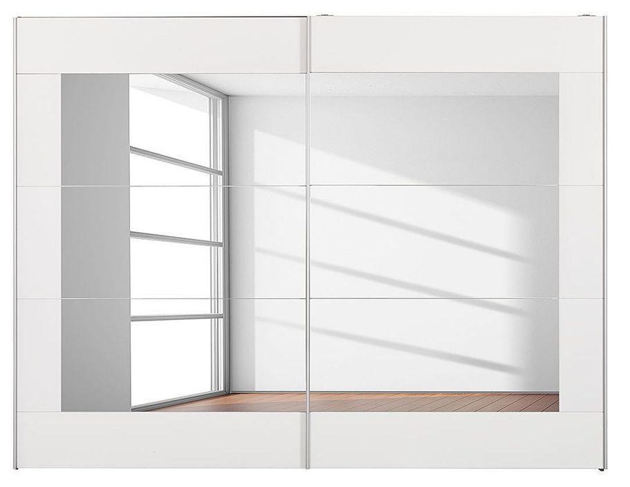 Armoire à portes coulissantes blanc et miroir Brian 181 - Photo n°2