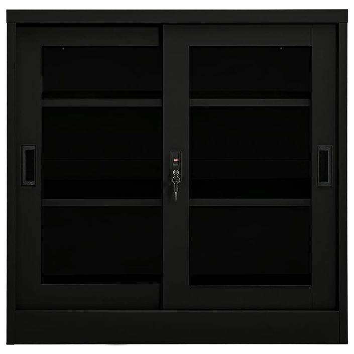 Armoire à portes coulissantes Noir 90x40x90 cm Acier - Photo n°2