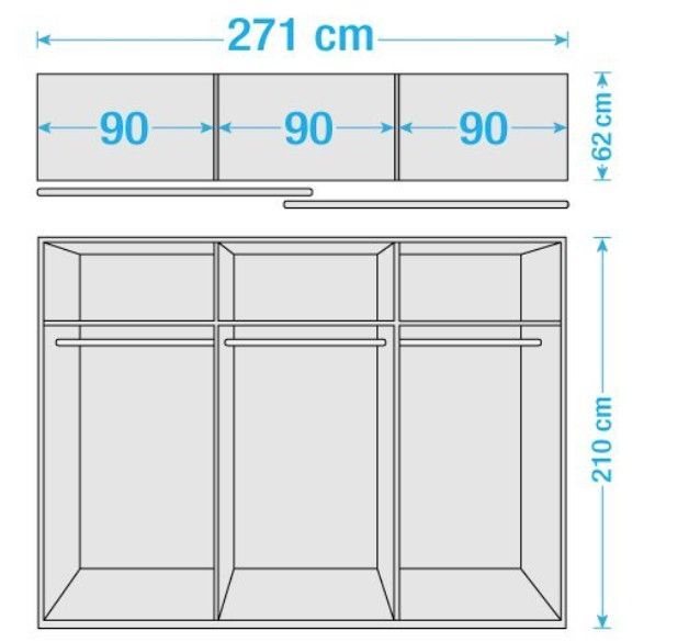 Armoire à portes coulissantes taupe et chêne Sanremo Brian 271 - Photo n°7