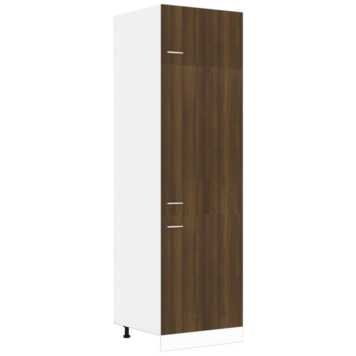 Armoire à réfrigérateur Chêne marron 60x57x207 cm Bois - Photo n°2