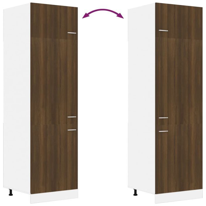 Armoire à réfrigérateur Chêne marron 60x57x207 cm Bois - Photo n°6