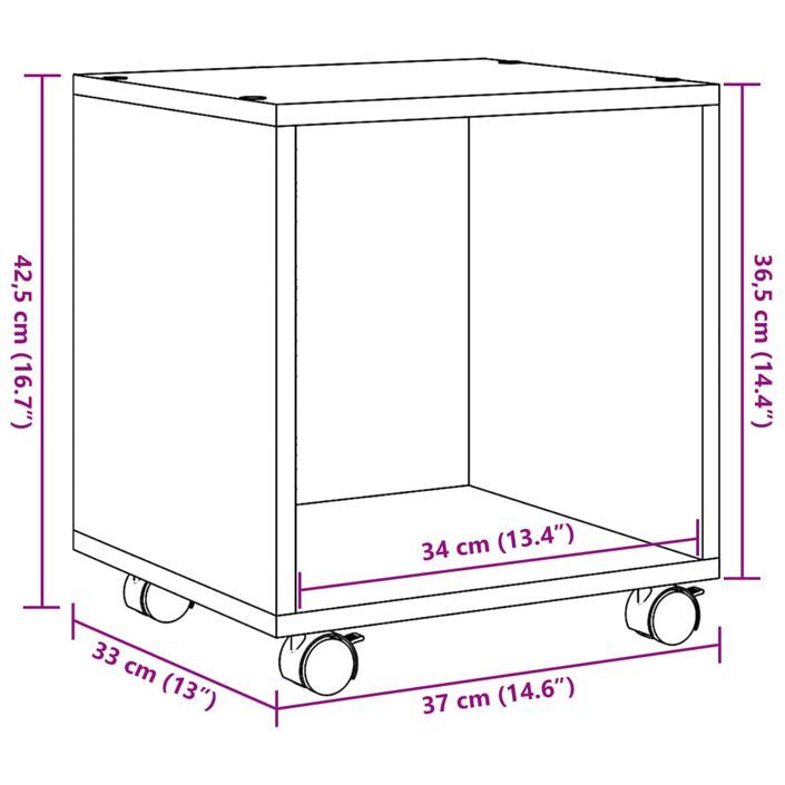 Armoire à roulettes blanc 37x33x42,5 cm bois d’ingénierie - Photo n°10