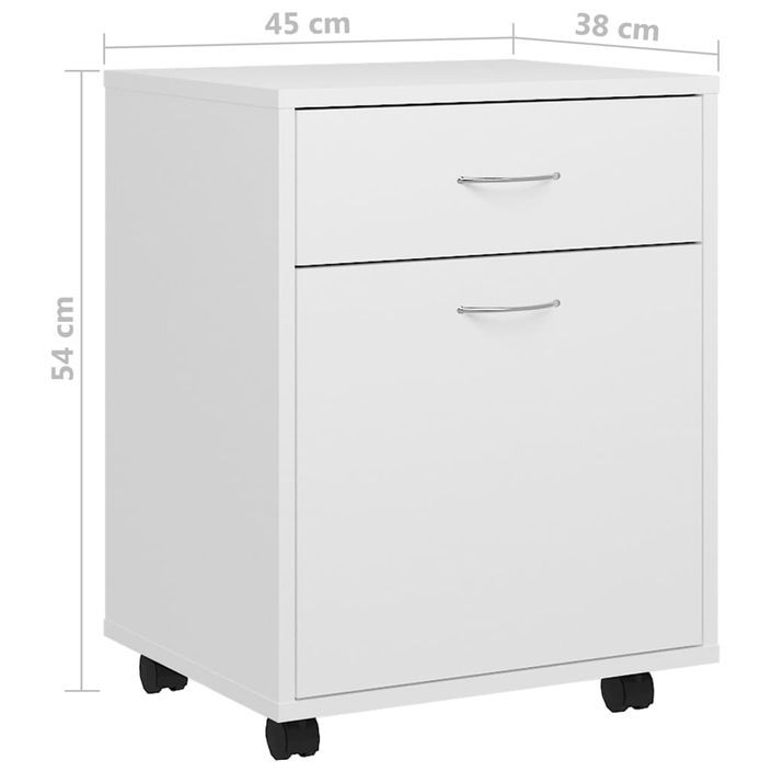 Armoire à roulettes Blanc 45x38x54 cm - Photo n°8