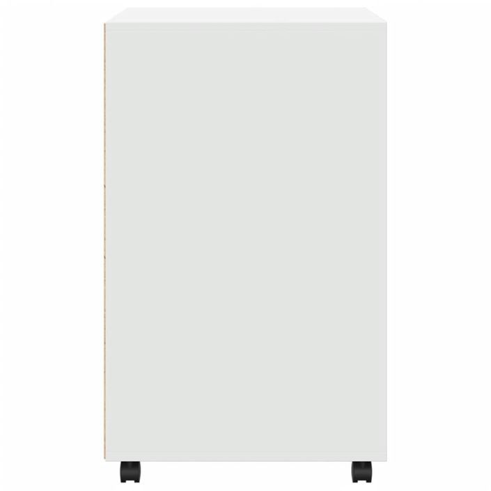 Armoire à roulettes blanc 60x48x81 cm bois d’ingénierie - Photo n°5