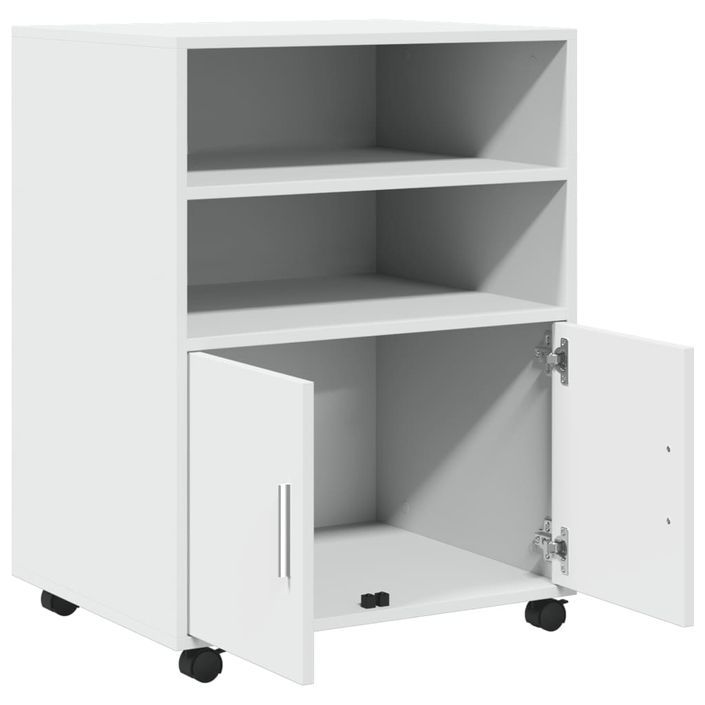 Armoire à roulettes blanc 60x48x81 cm bois d’ingénierie - Photo n°7