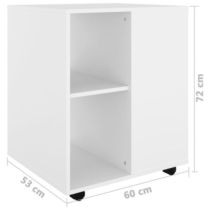 Armoire à roulettes Blanc 60x53x72 cm - Photo n°9