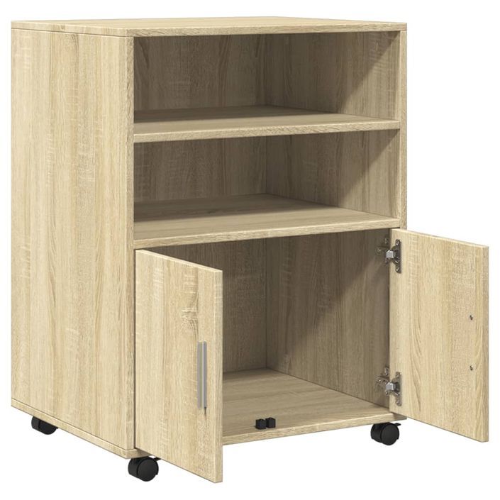 Armoire à roulettes chêne sonoma 60x48x81 cm bois d'ingénierie - Photo n°7