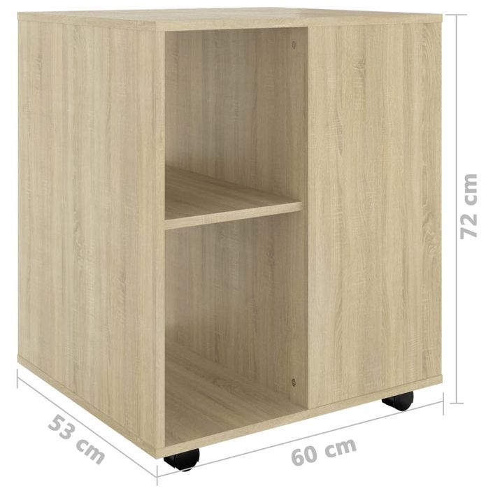 Armoire à roulettes Chêne Sonoma 60x53x72 cm Bois d'ingénierie - Photo n°9