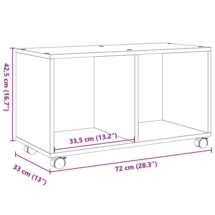 Armoire à roulettes chêne sonoma 72x33x42,5cm bois d’ingénierie - Photo n°10