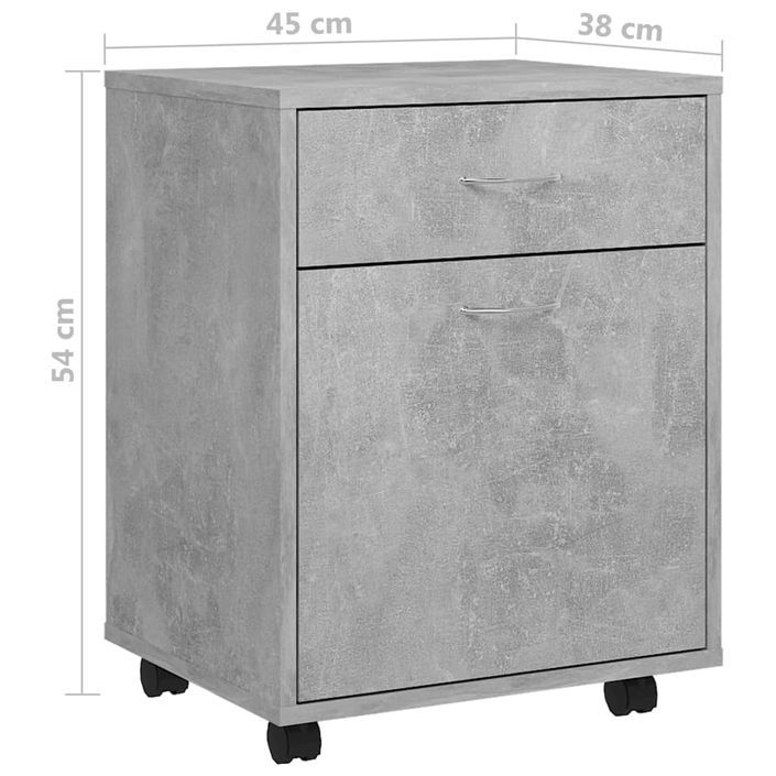 Armoire à roulettes Gris béton 45x38x54 cm - Photo n°8