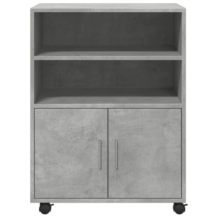 Armoire à roulettes gris béton 60x48x81 cm bois d'ingénierie - Photo n°4