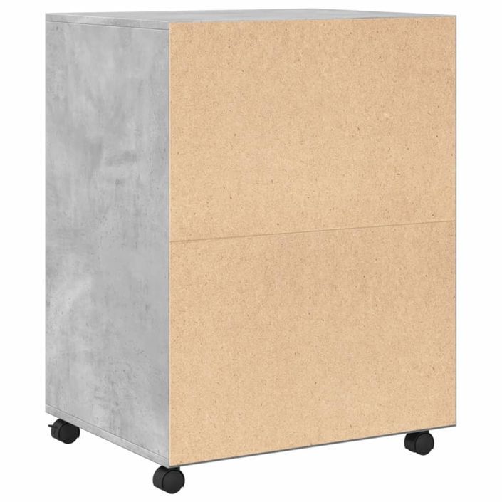 Armoire à roulettes gris béton 60x48x81 cm bois d'ingénierie - Photo n°6