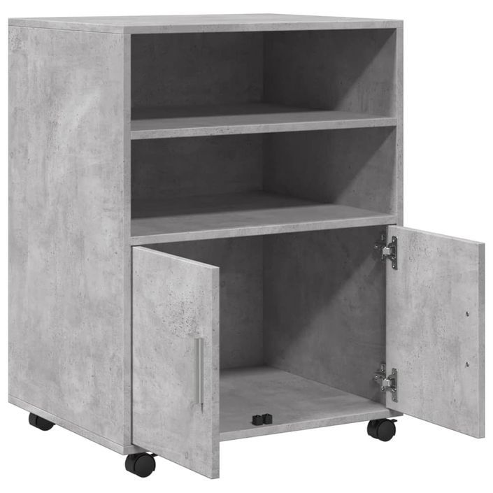 Armoire à roulettes gris béton 60x48x81 cm bois d'ingénierie - Photo n°7