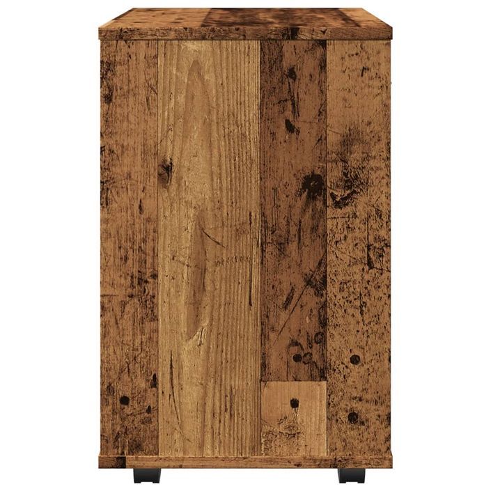 Armoire à roulettes vieux bois 46x36x59 cm bois d'ingénierie - Photo n°6