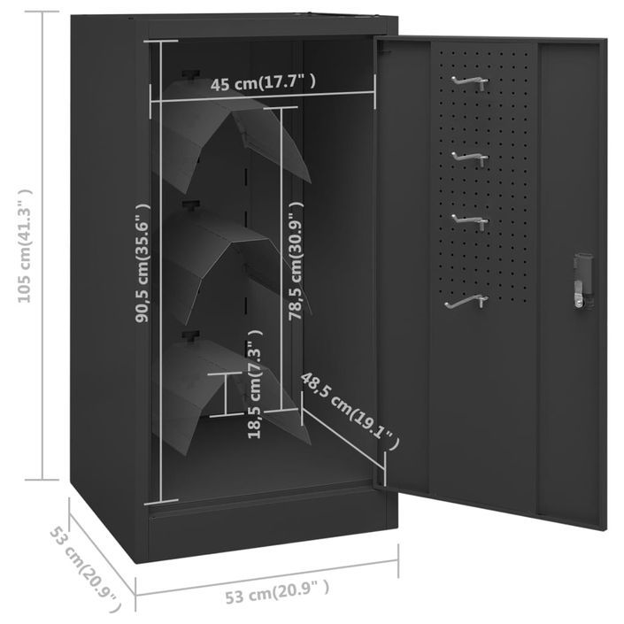 Armoire à selles Anthracite 53x53x105 cm Acier - Photo n°9