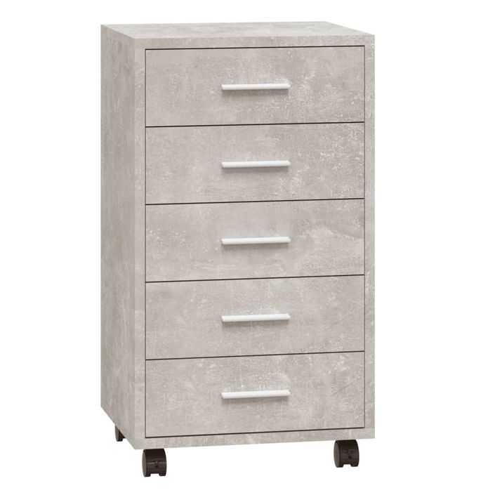 Armoire à tiroirs avec roulettes Gris béton Bois d'ingénierie - Photo n°2