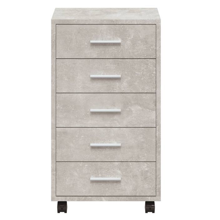 Armoire à tiroirs avec roulettes Gris béton Bois d'ingénierie - Photo n°6