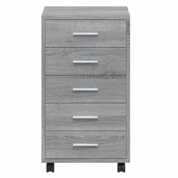 Armoire à tiroirs avec roulettes Sonoma gris Bois d'ingénierie - Photo n°6