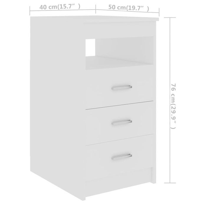 Armoire à tiroirs Blanc 40x50x76 cm Bois d'ingénierie - Photo n°6