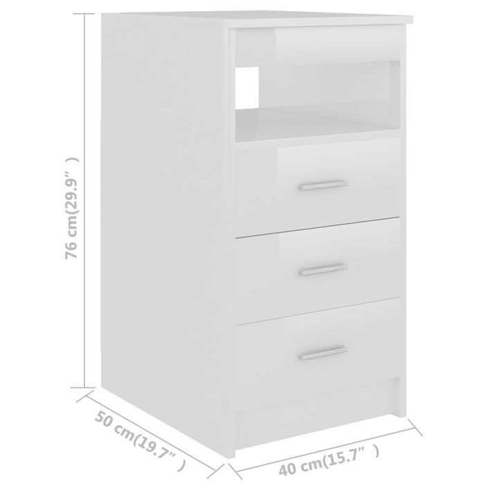 Armoire à tiroirs Blanc brillant 40x50x76 cm Bois d'ingénierie - Photo n°6