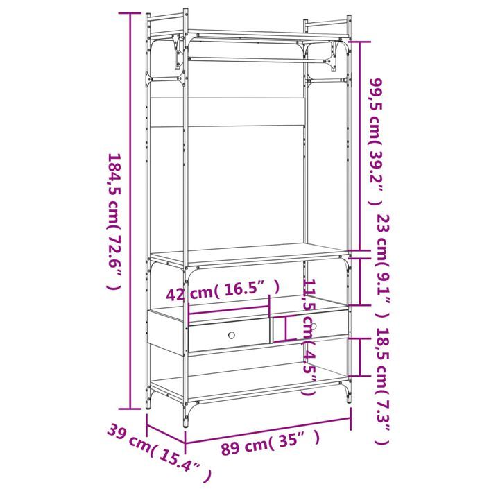 Armoire à tiroirs chêne sonoma 89x39x184,5 cm bois d'ingénierie - Photo n°11