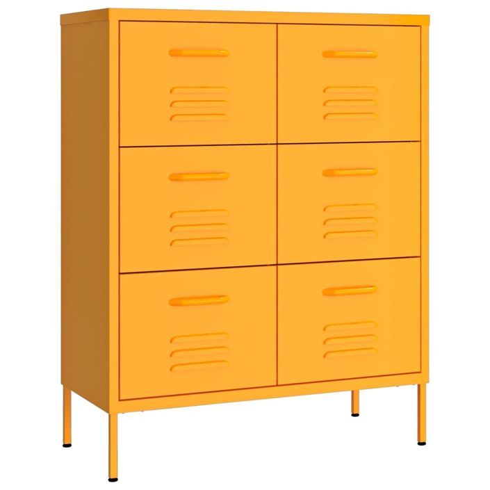 Armoire à tiroirs Jaune moutarde 80x35x101,5 cm Acier - Photo n°2