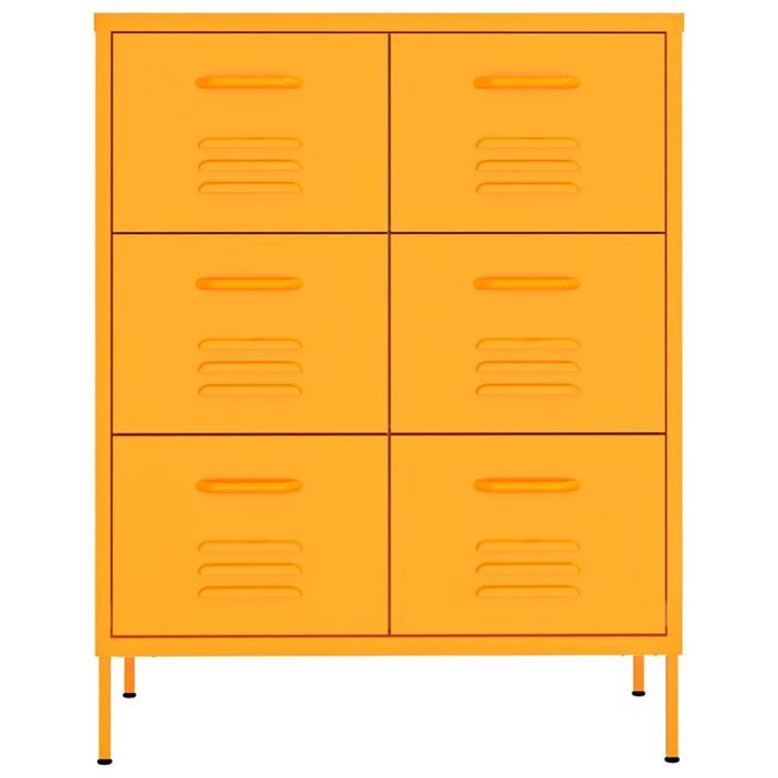 Armoire à tiroirs Jaune moutarde 80x35x101,5 cm Acier - Photo n°3