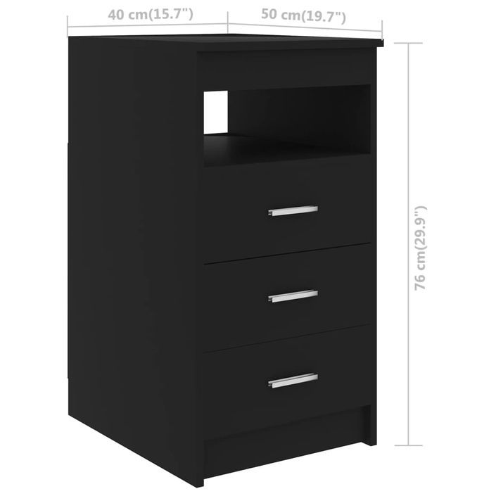 Armoire à tiroirs Noir 40x50x76 cm - Photo n°6