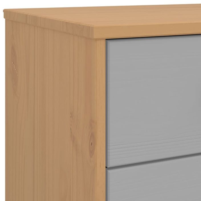 Armoire à tiroirs OLDEN gris et marron bois de pin solide - Photo n°10