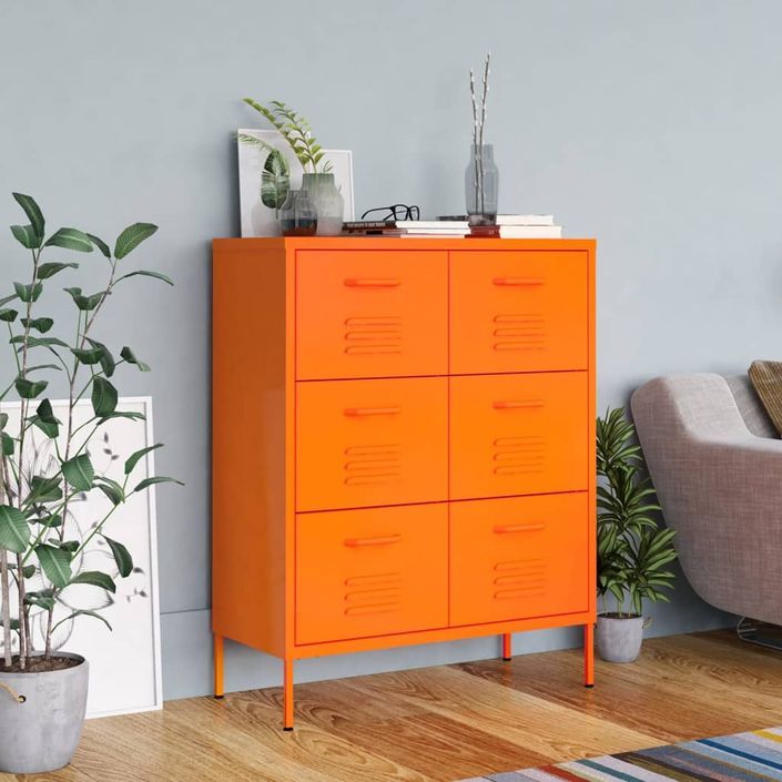 Armoire à tiroirs Orange 80x35x101,5 cm Acier - Photo n°3