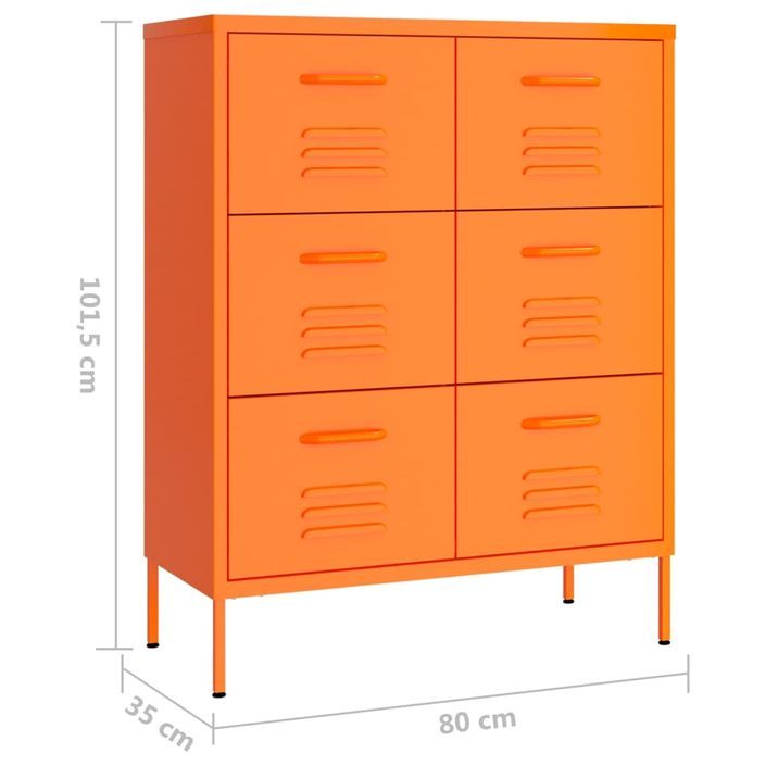 Armoire à tiroirs Orange 80x35x101,5 cm Acier - Photo n°9