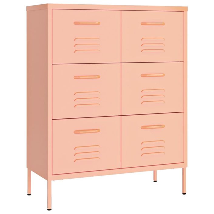 Armoire à tiroirs Rose 80x35x101,5 cm Acier - Photo n°2