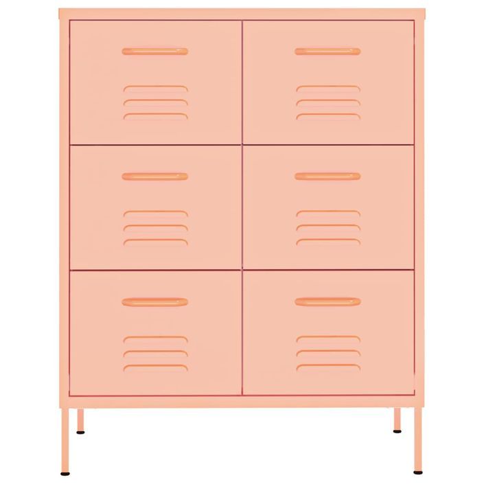 Armoire à tiroirs Rose 80x35x101,5 cm Acier - Photo n°3