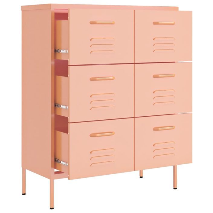 Armoire à tiroirs Rose 80x35x101,5 cm Acier - Photo n°6