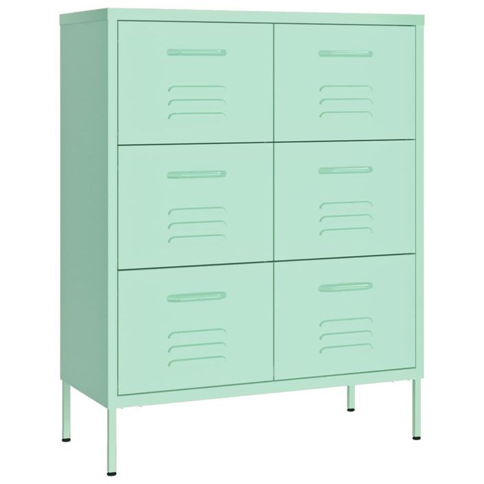 Armoire à tiroirs Vert menthe 80x35x101,5 cm Acier - Photo n°2