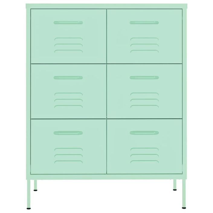 Armoire à tiroirs Vert menthe 80x35x101,5 cm Acier - Photo n°3