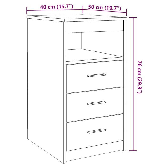 Armoire à tiroirs vieux bois 40x50x76 cm bois d'ingénierie - Photo n°11