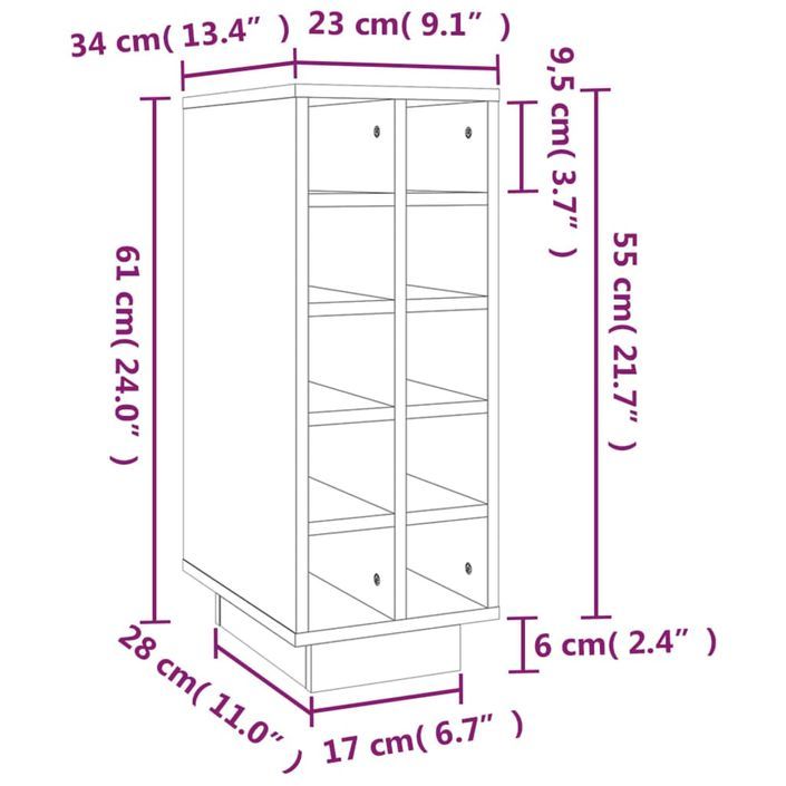 Armoire à vin 23x34x61 cm Bois de pin massif - Photo n°8