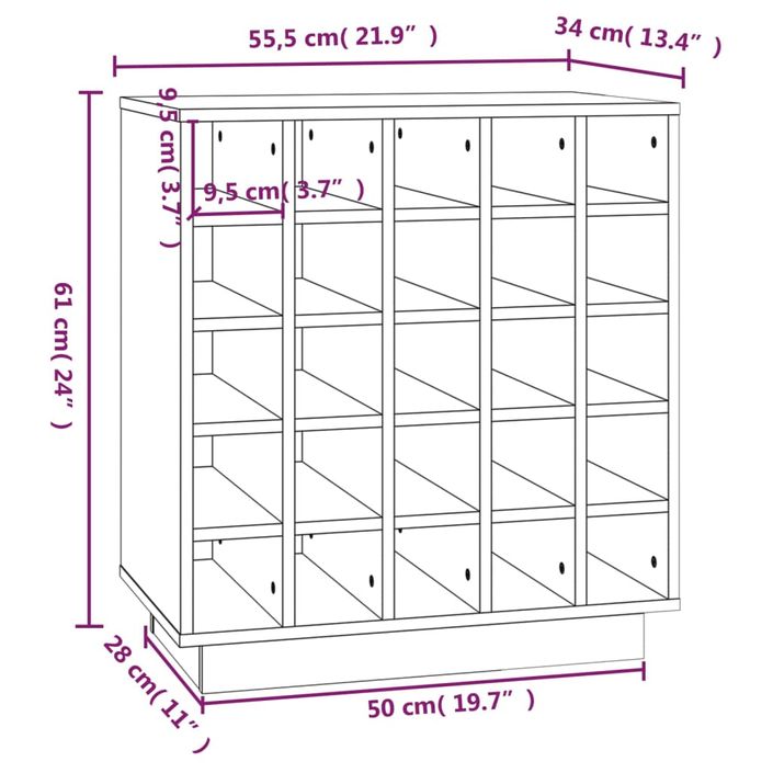 Armoire à vin 55,5x34x61 cm Bois de pin massif - Photo n°8