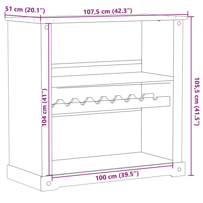 Armoire à vin Corona 107,5x51x105,5 cm bois de pin massif - Photo n°9