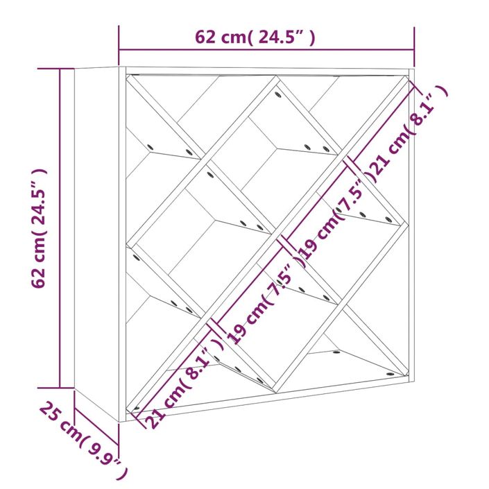 Armoire à vin Gris 62x25x62 cm Bois de pin massif - Photo n°8