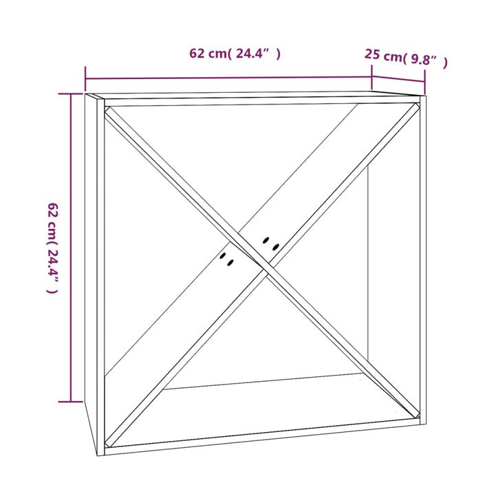 Armoire à vin Gris 62x25x62 cm Bois de pin massif - Photo n°7