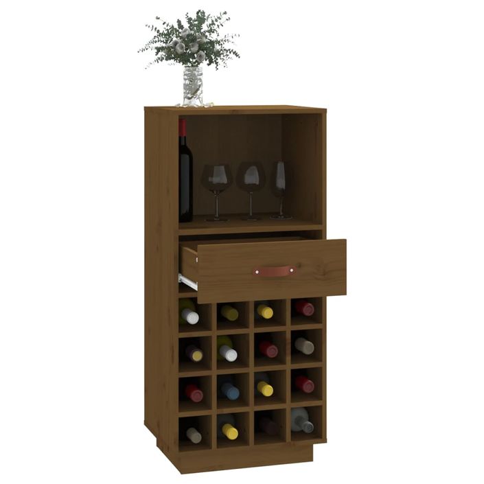 Armoire à vin Marron miel 45x34x100 cm Bois de pin massif - Photo n°4